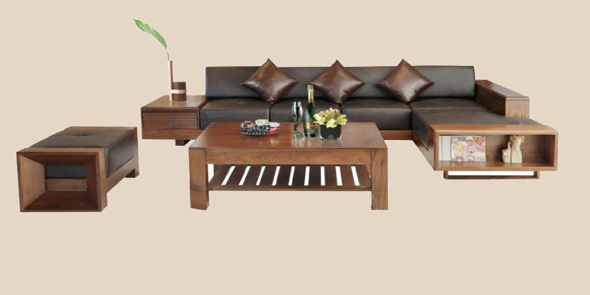 Bộ Sofa gỗ óc chó PB04